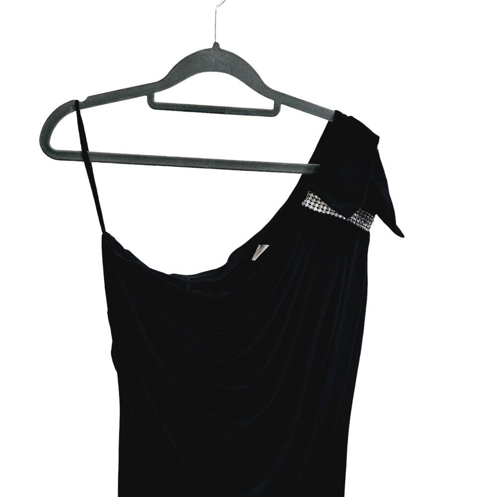 Eureka Women's 2X One Shoulder Ruffled Strap Mini Dress Black Glam Semi Formal - Picture 2 of 7